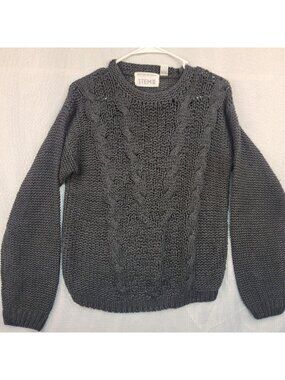 Item II Hand-Knitted Cable Knit Sweater S Gray Fisherman Grunge Grannycore Layer